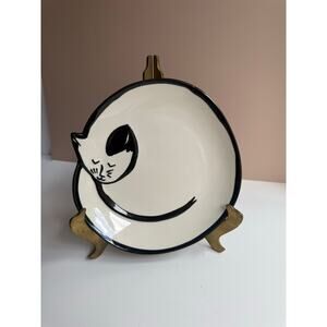West Elm Sleeping Cat Plate | 8.5" | Cute Cat Lover Decor